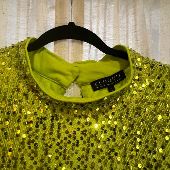 Eloquii lime green sequin bodycon - Picture 3 of 4